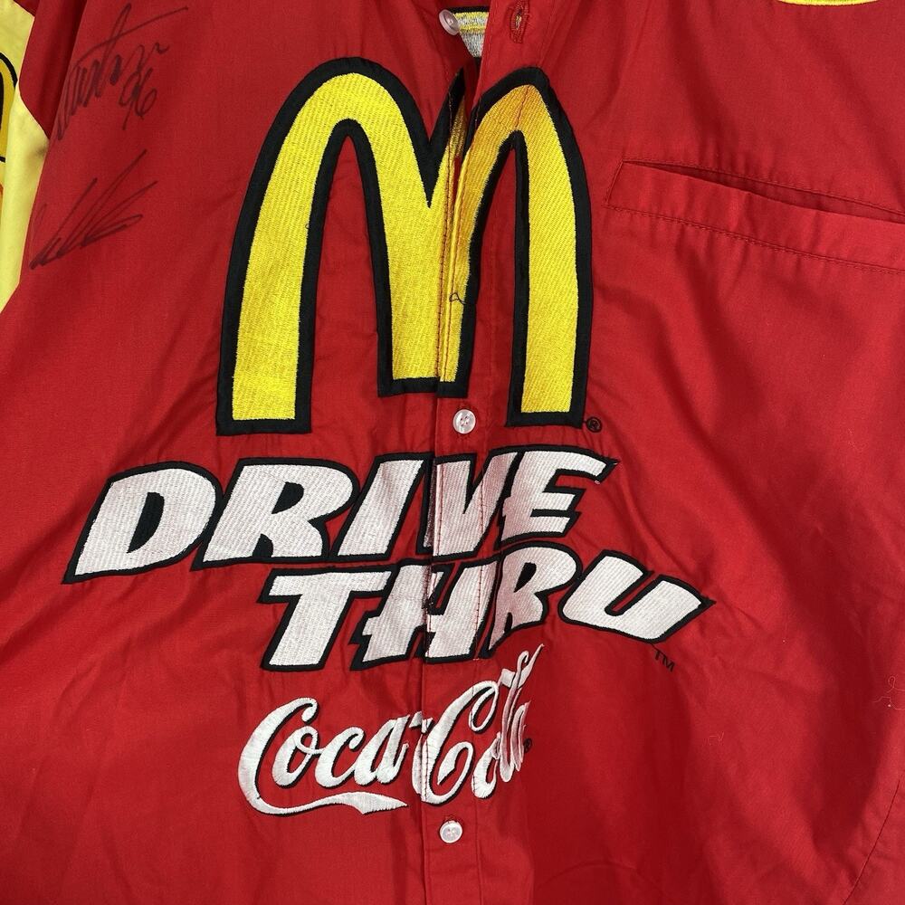 Vintage McDonalds NASCAR Racing Team Shirt Andy Houston Signed Mens L - Picture 6 of 9